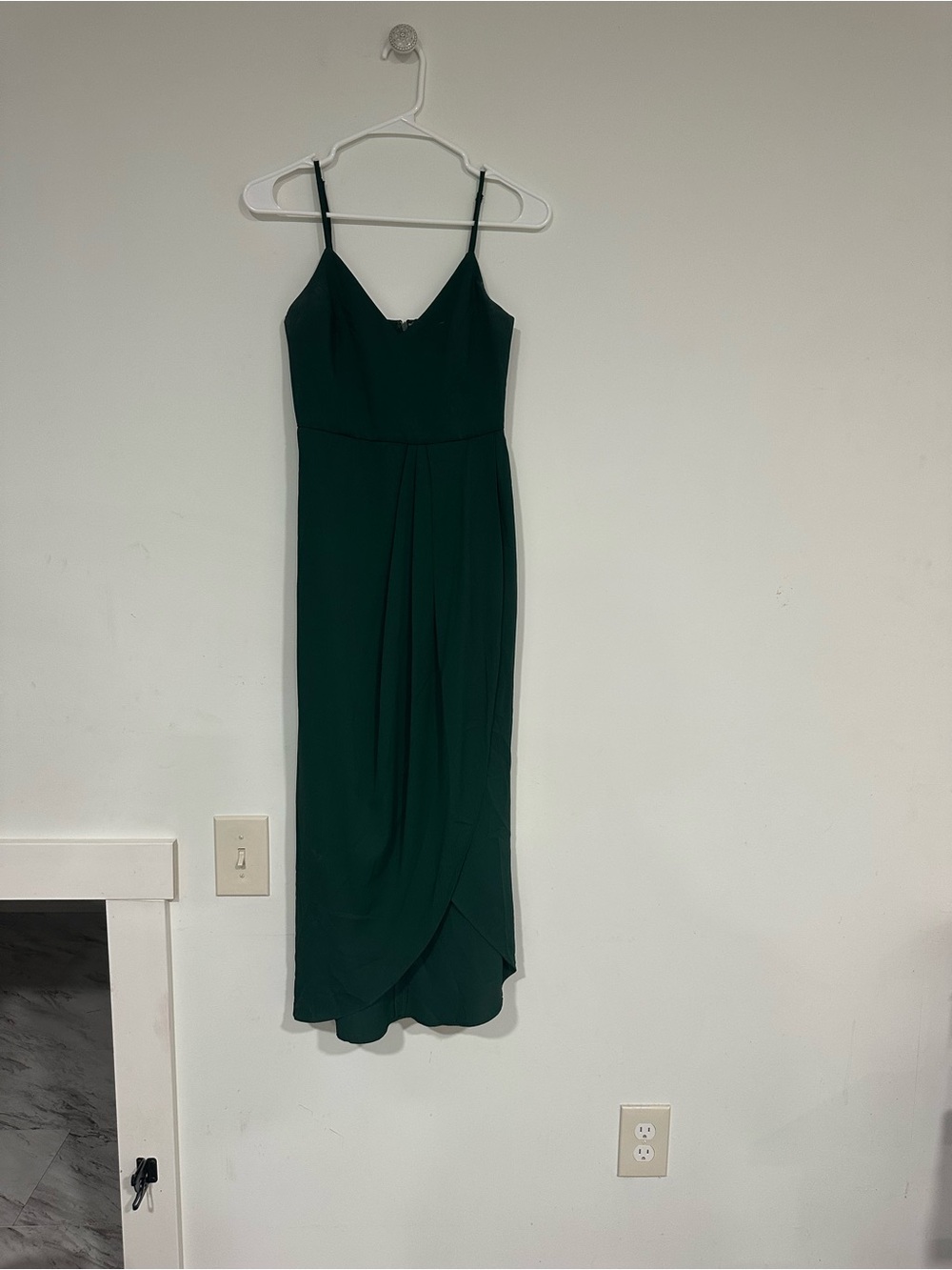Lulu's Dark Green Spaghetti Strap Midi Dress